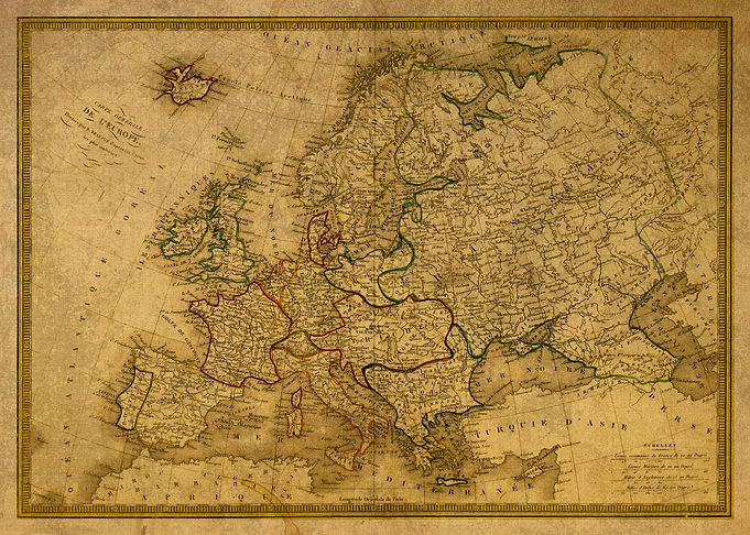 Vintage Map Europe 1842