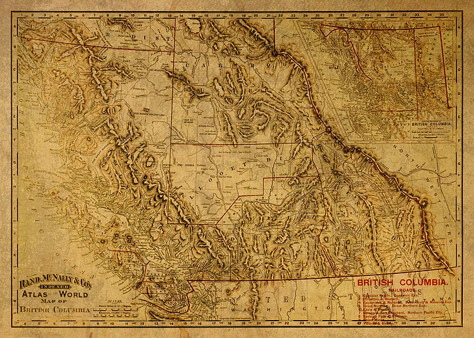 Vintage Map BC Canada