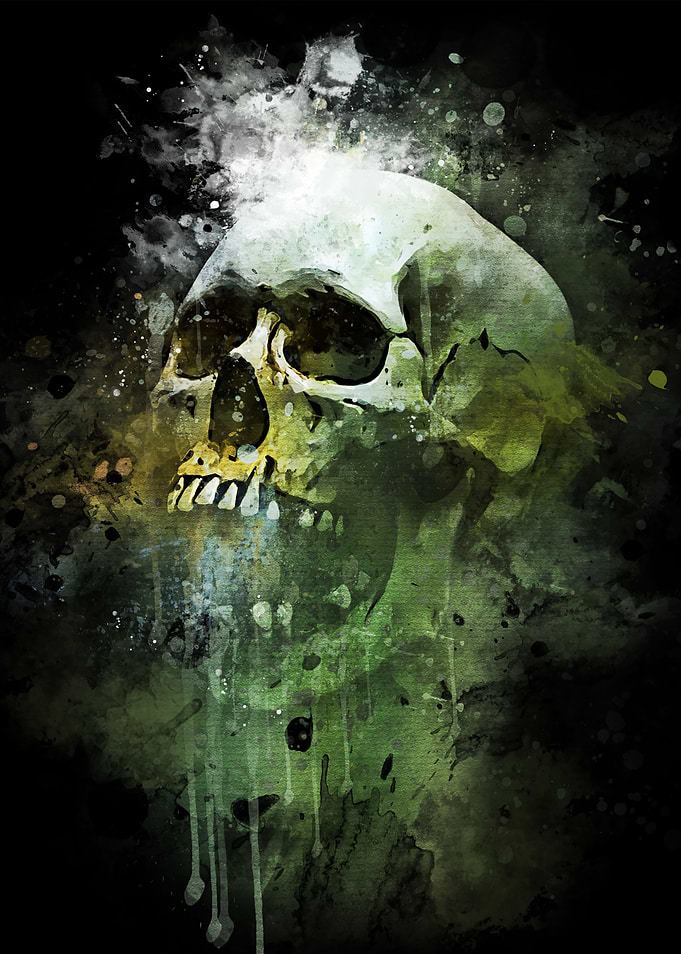 Screaming Skull Watercolor