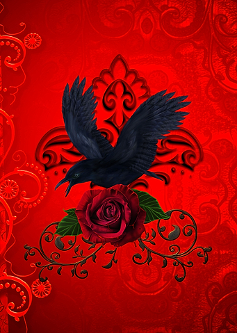 Wonderful crow with roses
