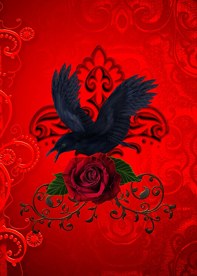 Wonderful crow with roses