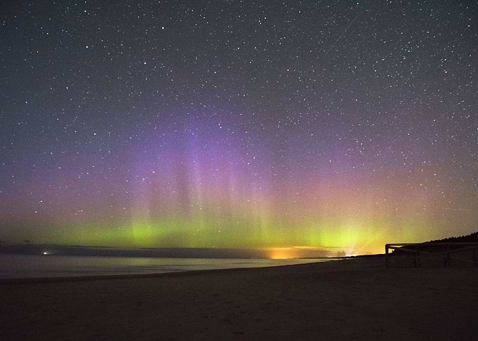 Northern light on beach