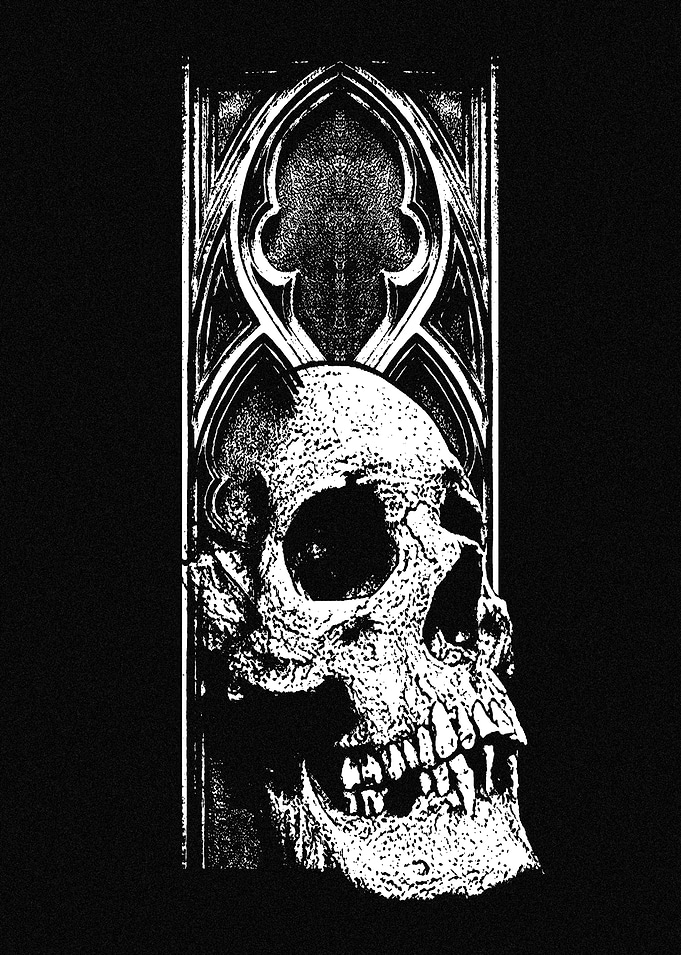 White ink gothic skull