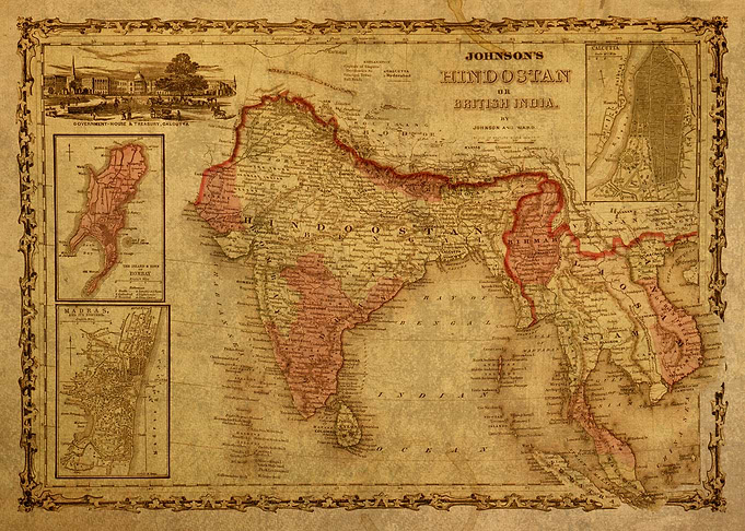 Vintage Map of India 1862