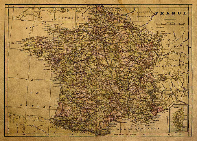 Vintage Map of France 1892