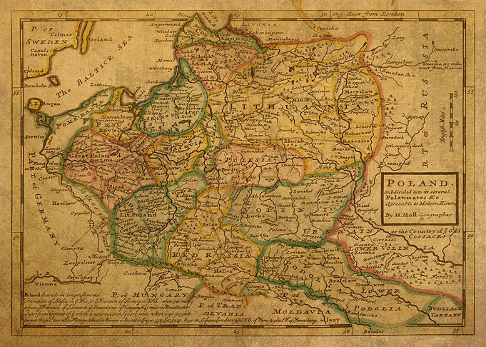 Vintage Map of Poland 1731