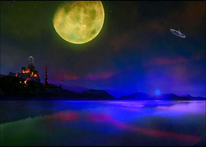 Green Moon Planet