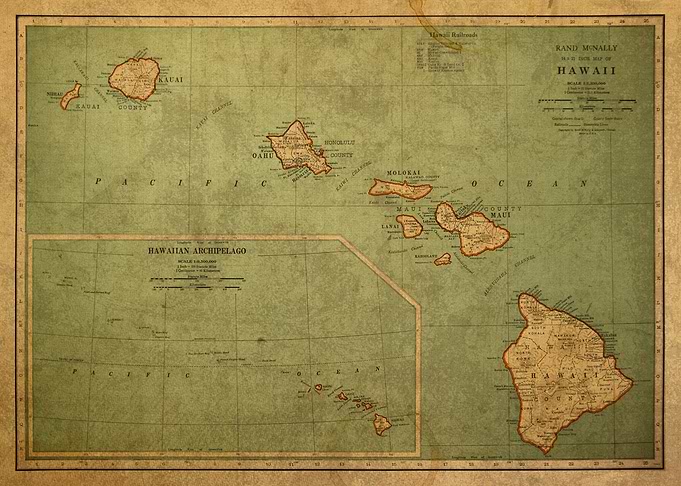 Vintage Map of Hawaii