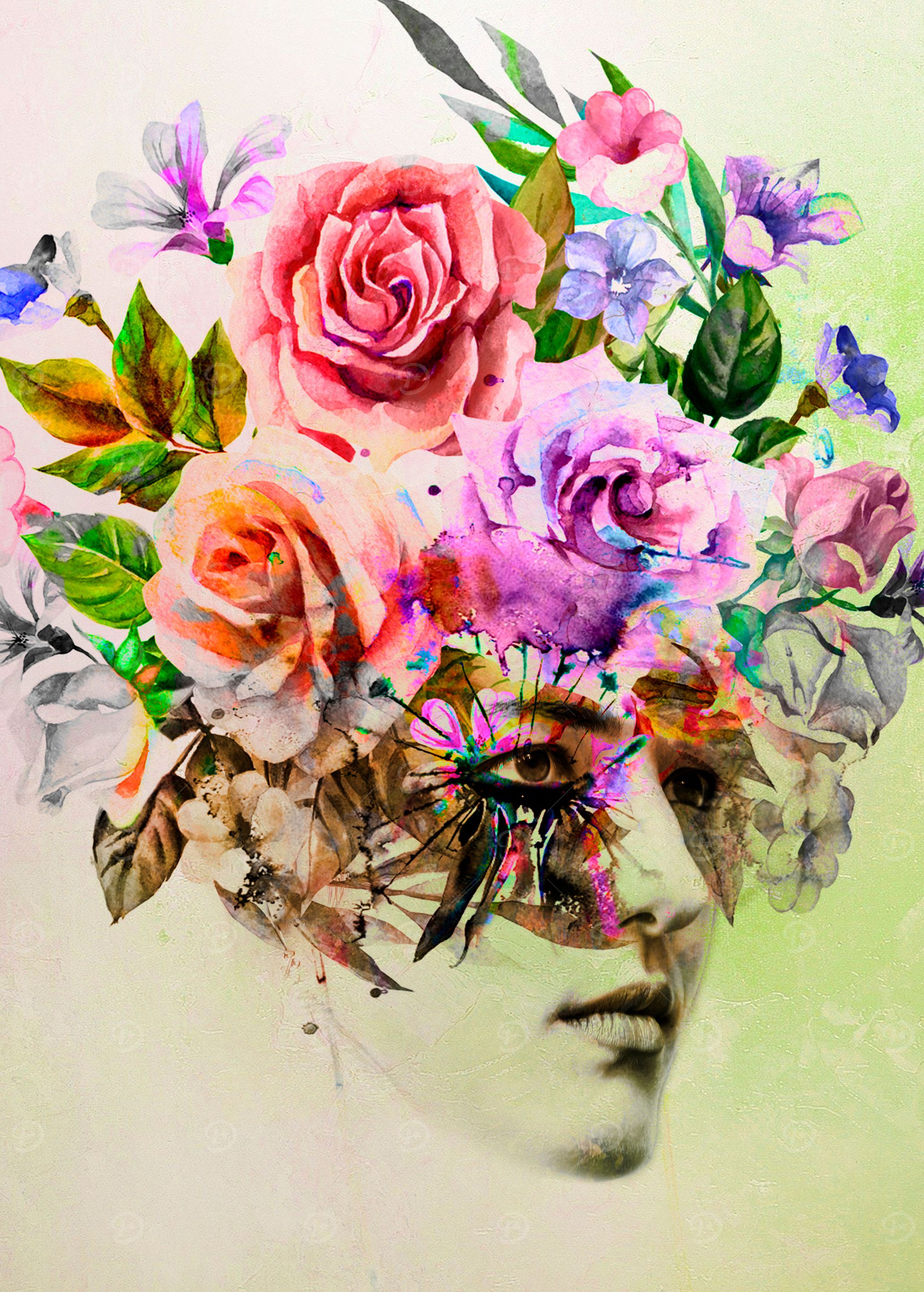 Woman in flowers