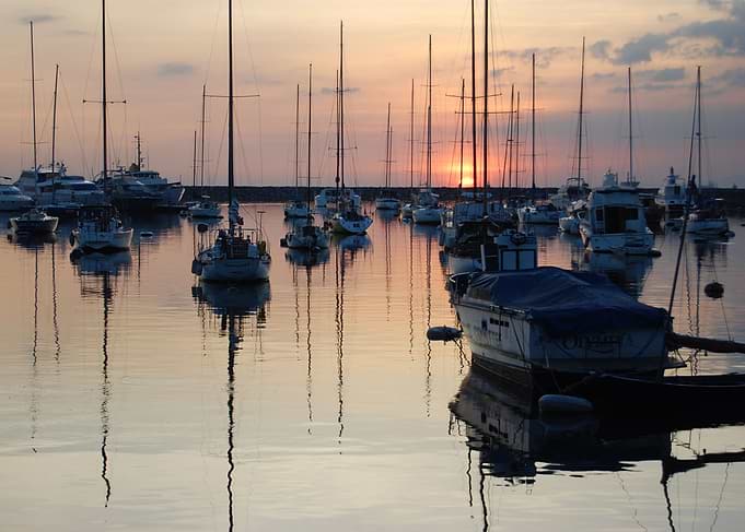 Boats at sunset