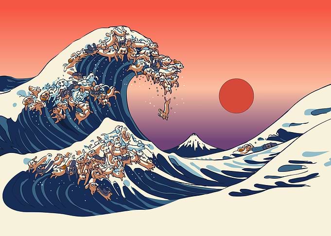 The Great Wave Dachshund