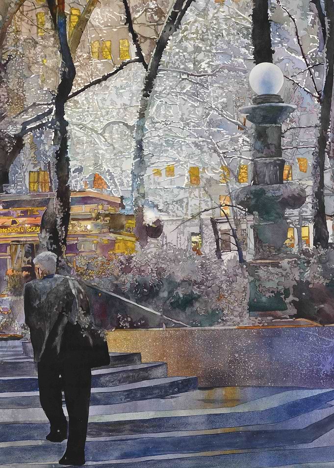 walking stairs aquarelle
