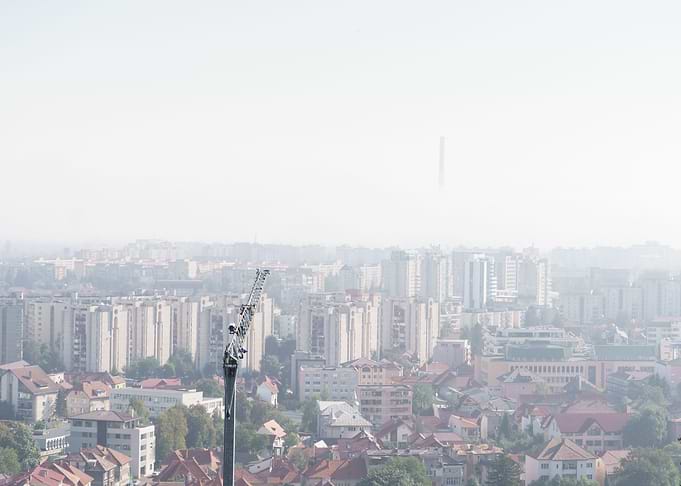 Misty cityscape