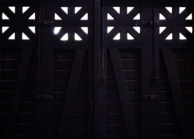 Dark wooden doors