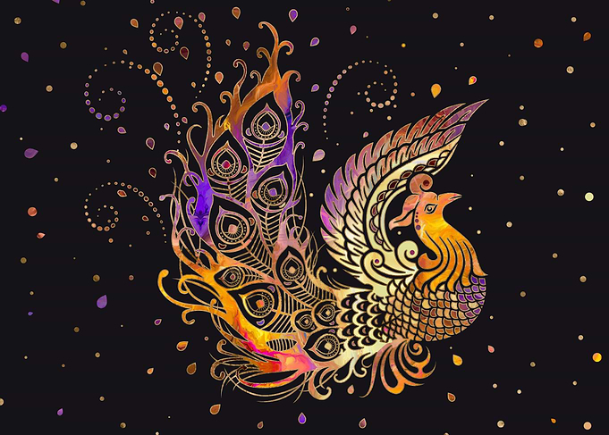 Colorful Glow Phoenix Bird