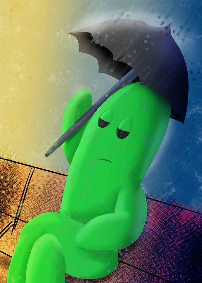 Cactus Under the Rain