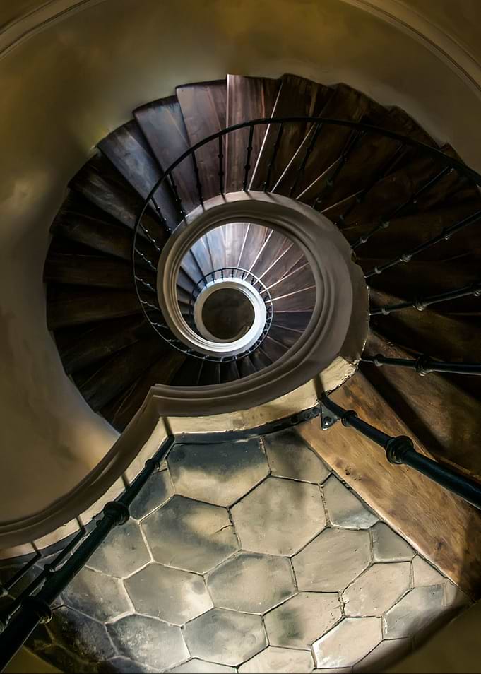 Spiral wooden staircase