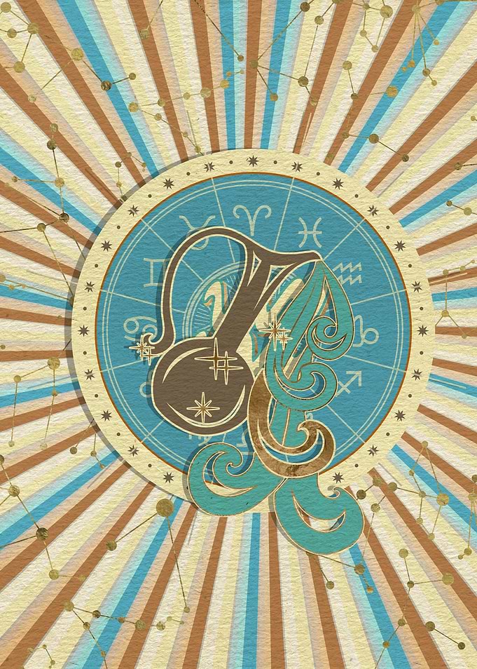 Vintage Aquarius Zodiac