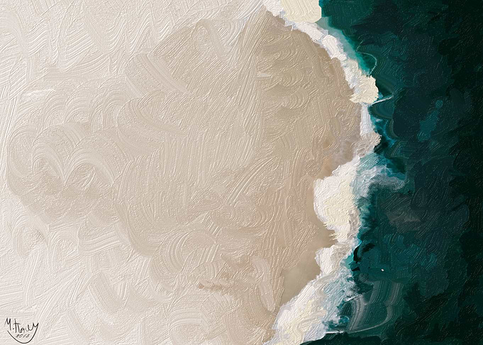 Up view of shore oil paint