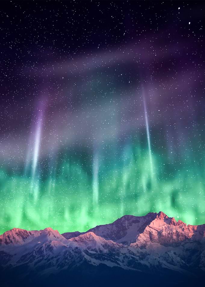 aurora borealis & mountain