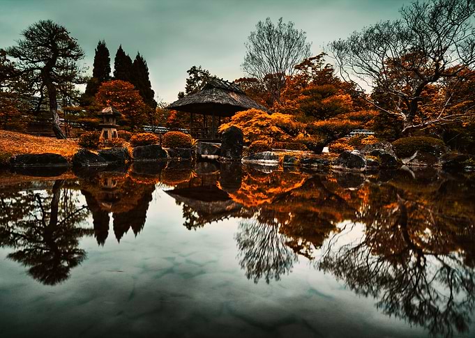 Japanese garden reflection