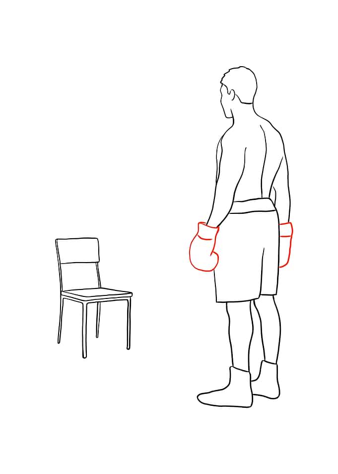 Boxer and a chair