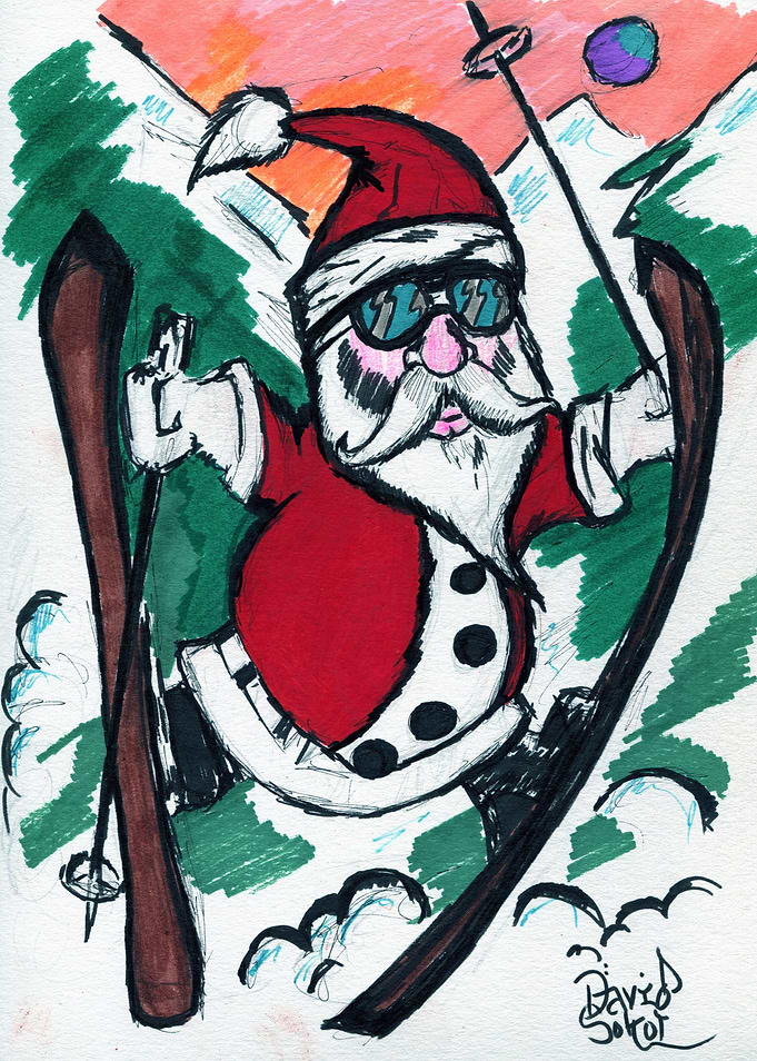 Skiing Santa