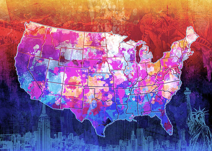 usa map colorful