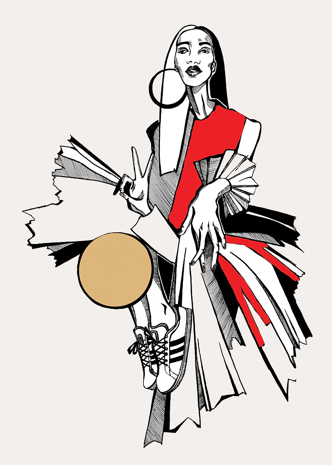 Grafic of a sitting women