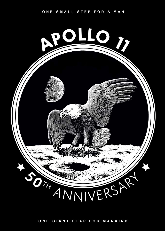 apollo 11 logo bw