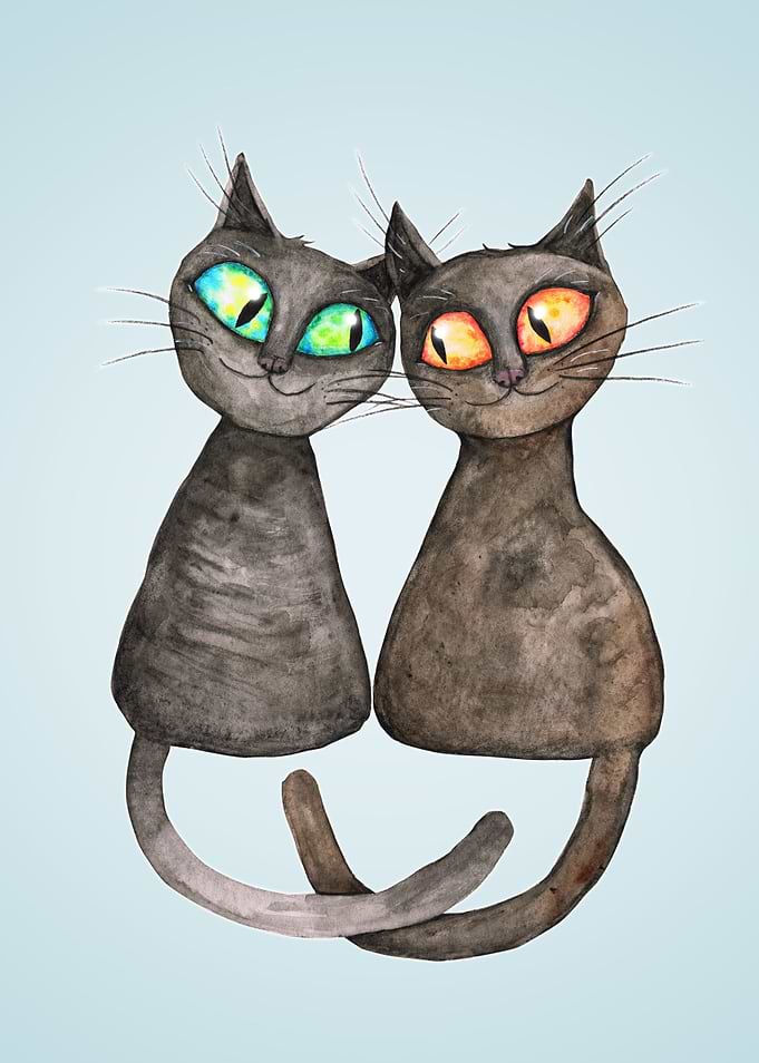 Two cute loving cats
