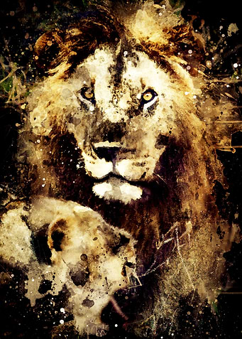Watercolor Lion Art