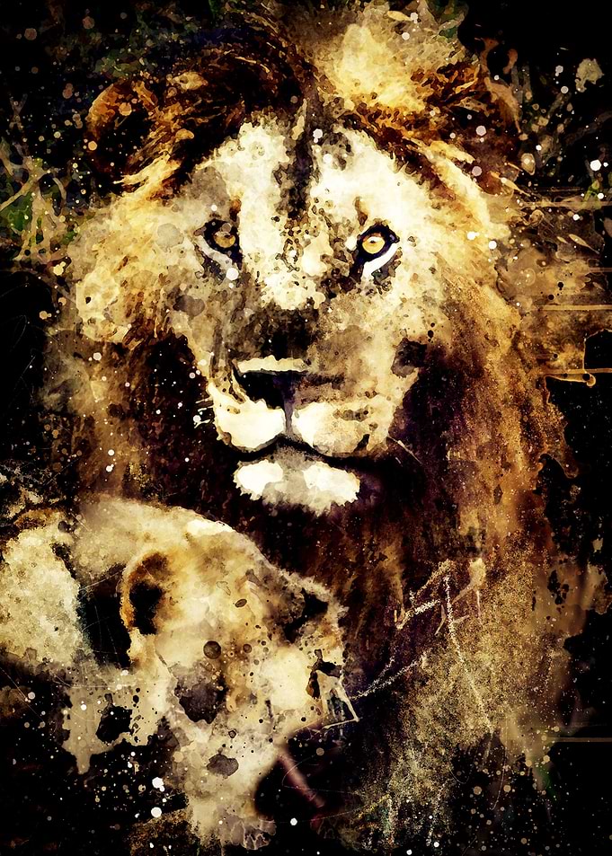 Watercolor Lion Art