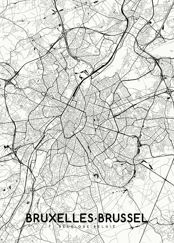 Bruxelles map white