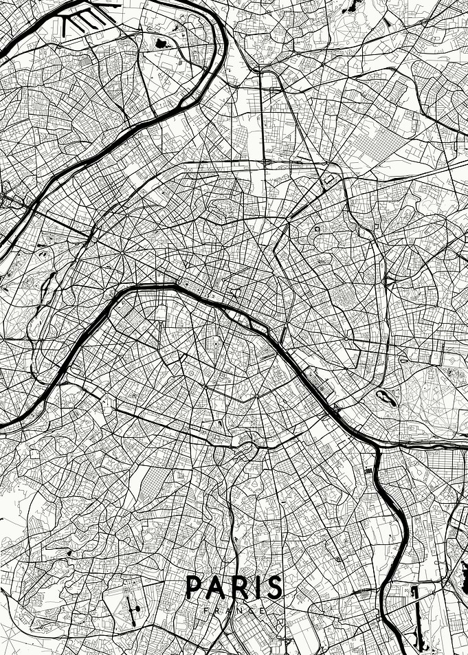 Paris map white