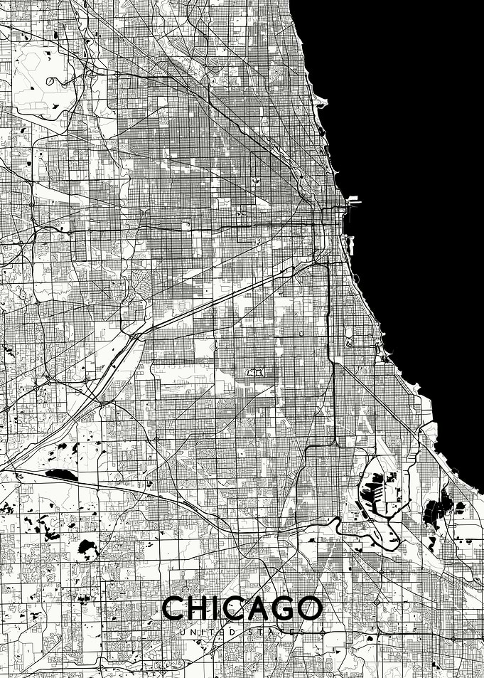 Chicago map white