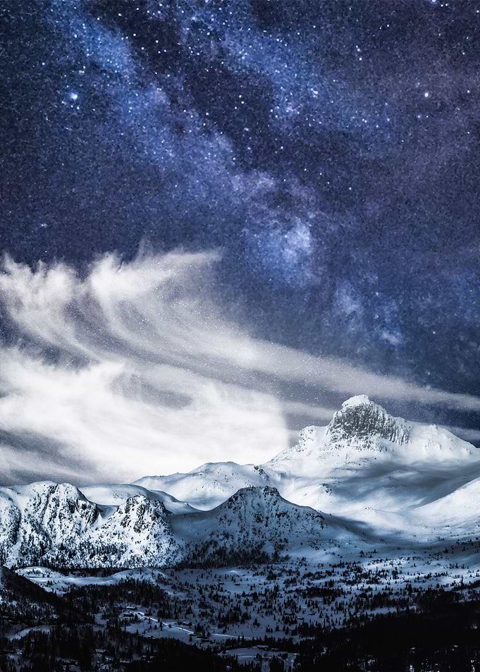 Blue milky way at winter