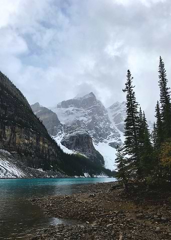 Moody Alpine Lake Scene
