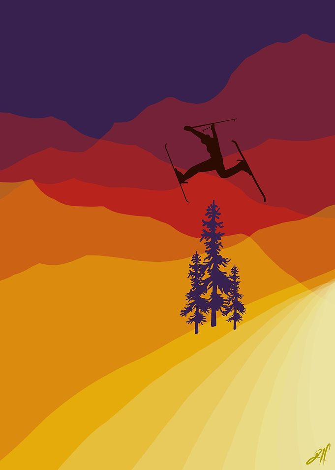 Skier at sunset