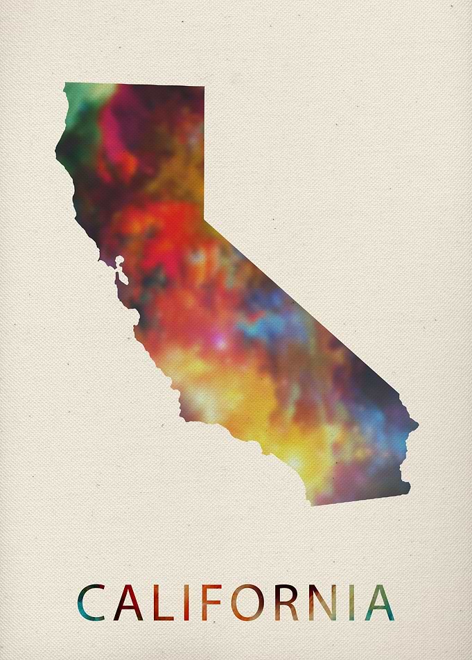 California Watercolor Map
