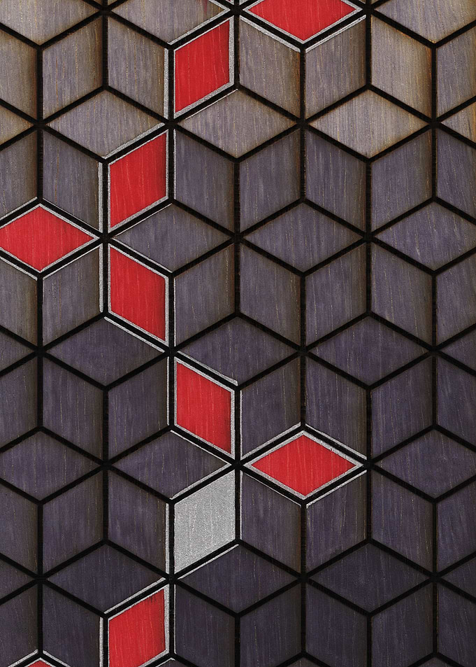 Grey Black Red Cube Silver