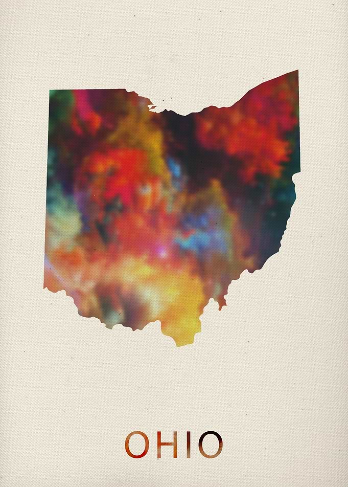 Ohio Watercolor Map