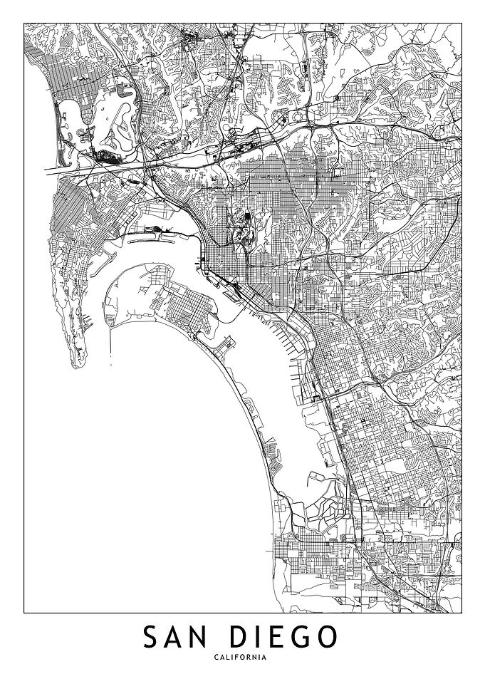 San Diego White Map