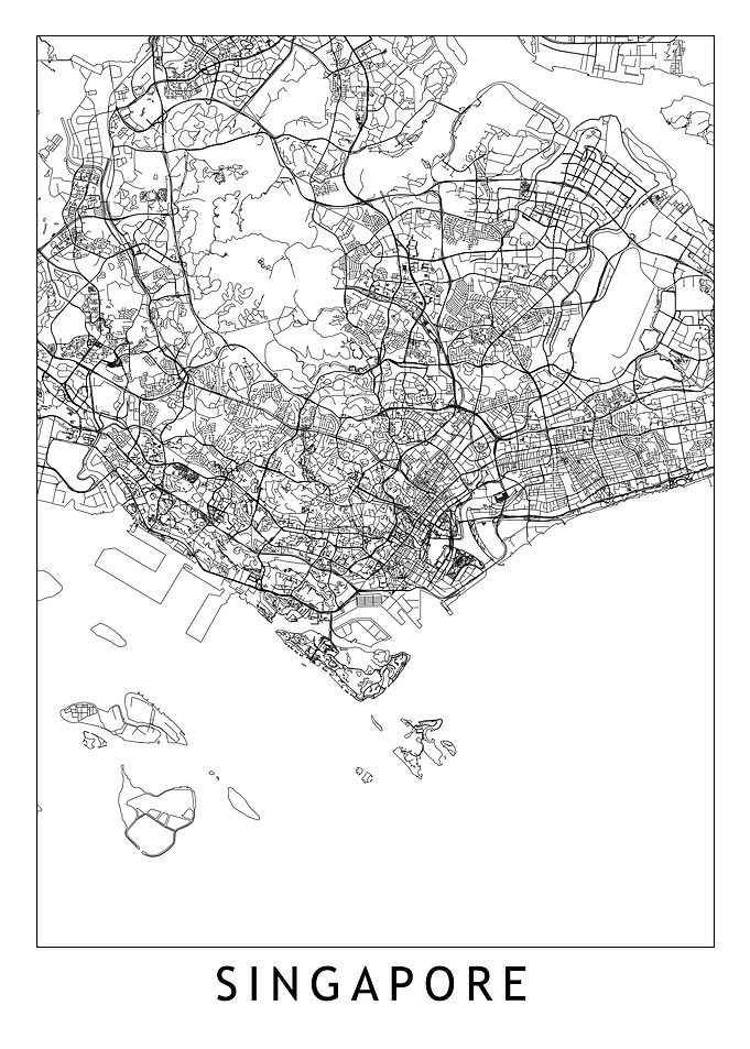 Singapore White Map