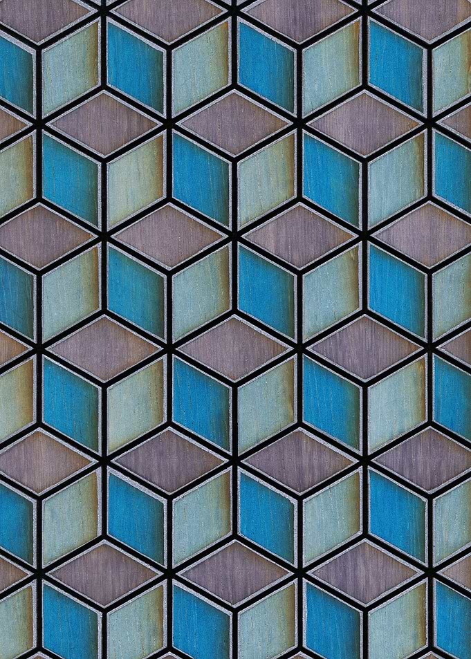 Grey Blue Cubes Silver
