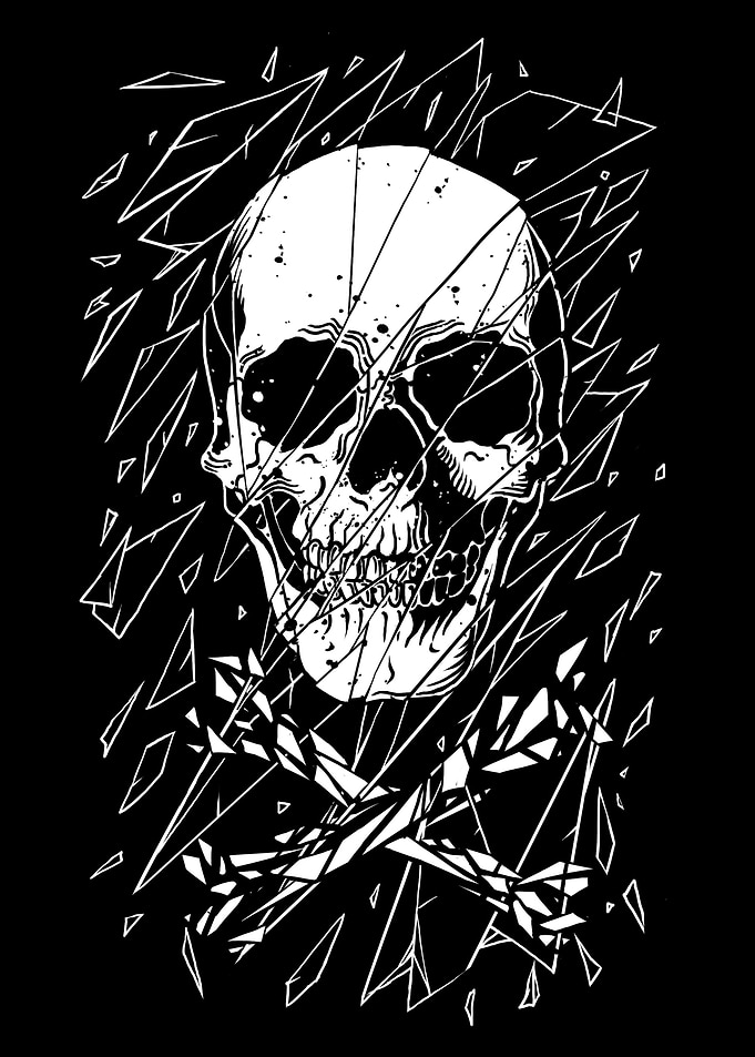 Behind the broken glass