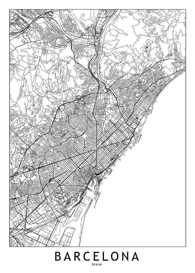 Barcelona White Map