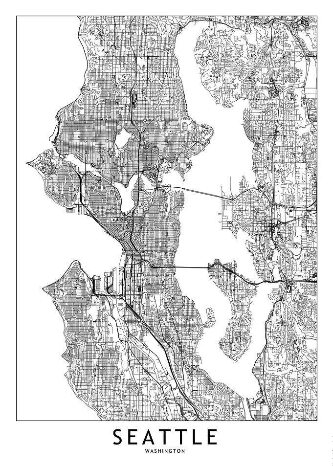 Seattle White Map
