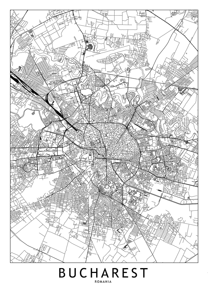 Bucharest White Map
