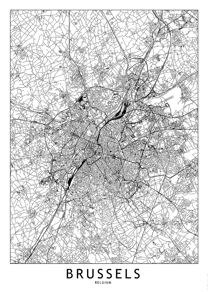 Brussels White Map